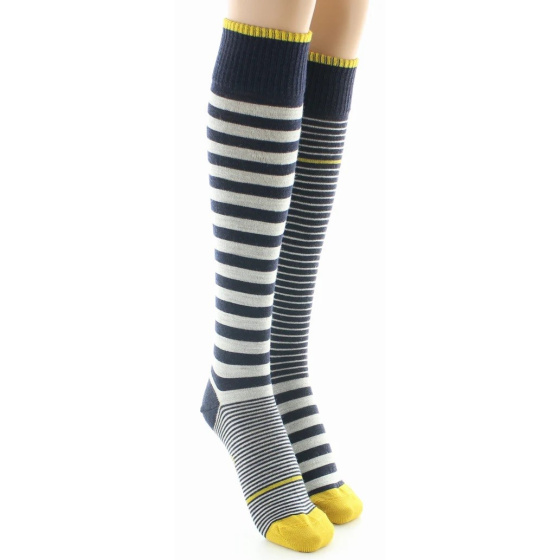 Women's High Combed Cotton Striped Socks Made in France - Berthe