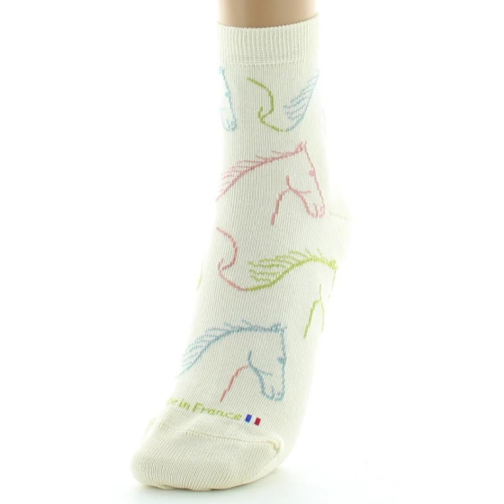 Chaussettes Femme Laine Peignée Patchwork Multicolore - Perrin