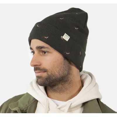 Vinson Short Beanie with Fox Embroidery khaki - Barts