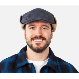 Blue Monzonite Flat Cap with Ear Flaps - Barts