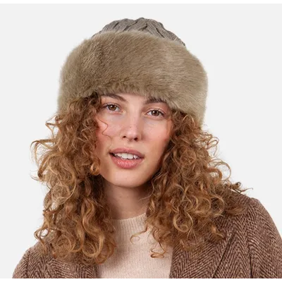 Bonnet-Toque Cable Fausse Fourrure Taupe - Barts