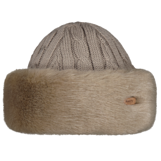 Cable Faux Fur Taupe Beanie-Toque - Barts
