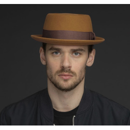 Darron Caramel Wool Porkpie Hat - Bailey
