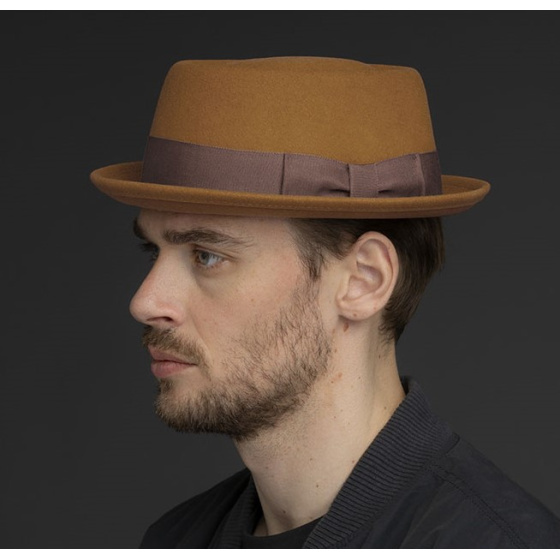 Darron Caramel Wool Porkpie Hat - Bailey