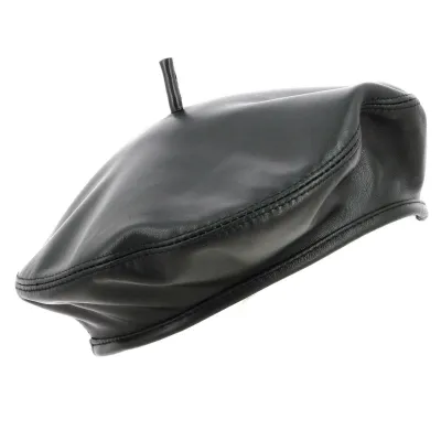 Black Leather Barascon Basque Beret - Stetson Reference: 10779 | Traclet Hat Shop
