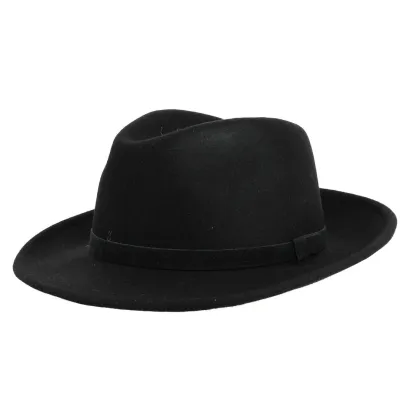 Black fedora hat with ear flaps made in France - ref 20993
