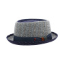 Two-tone Blue and Grey Pork Pie Hat Afonso d'Este