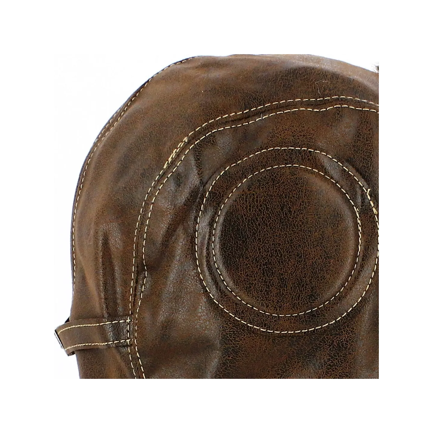 Chapka marron imitation cuir vintage - ref 21023