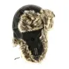Brown vintage faux leather ushanka Miribel - ref 21024