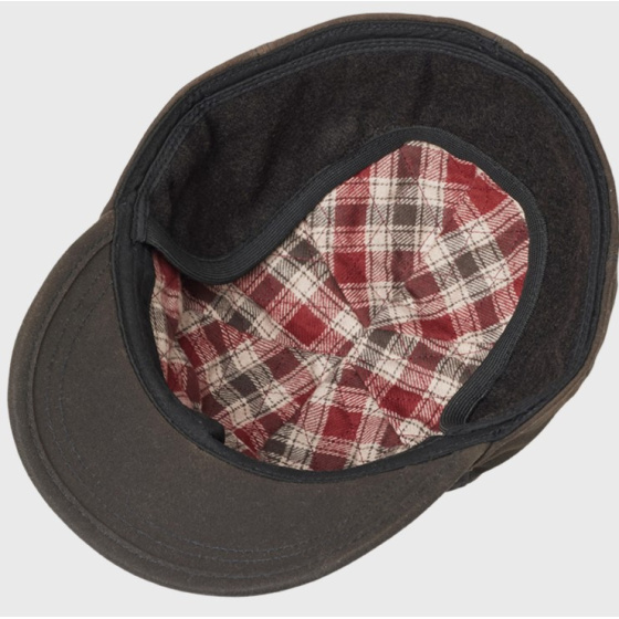 Brown Waxed Cotton Miko Cap with Ear Flaps Brown Waxed Cotton Miko Cap with Ear Flaps