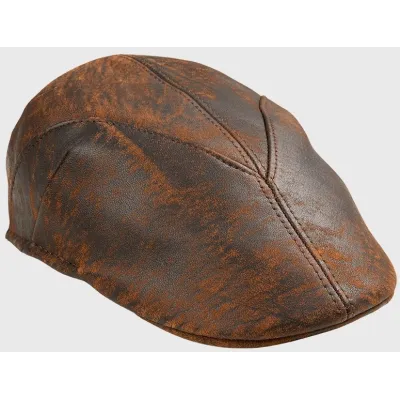 Casquette Plate Bruce Cuir Marron - Traclet