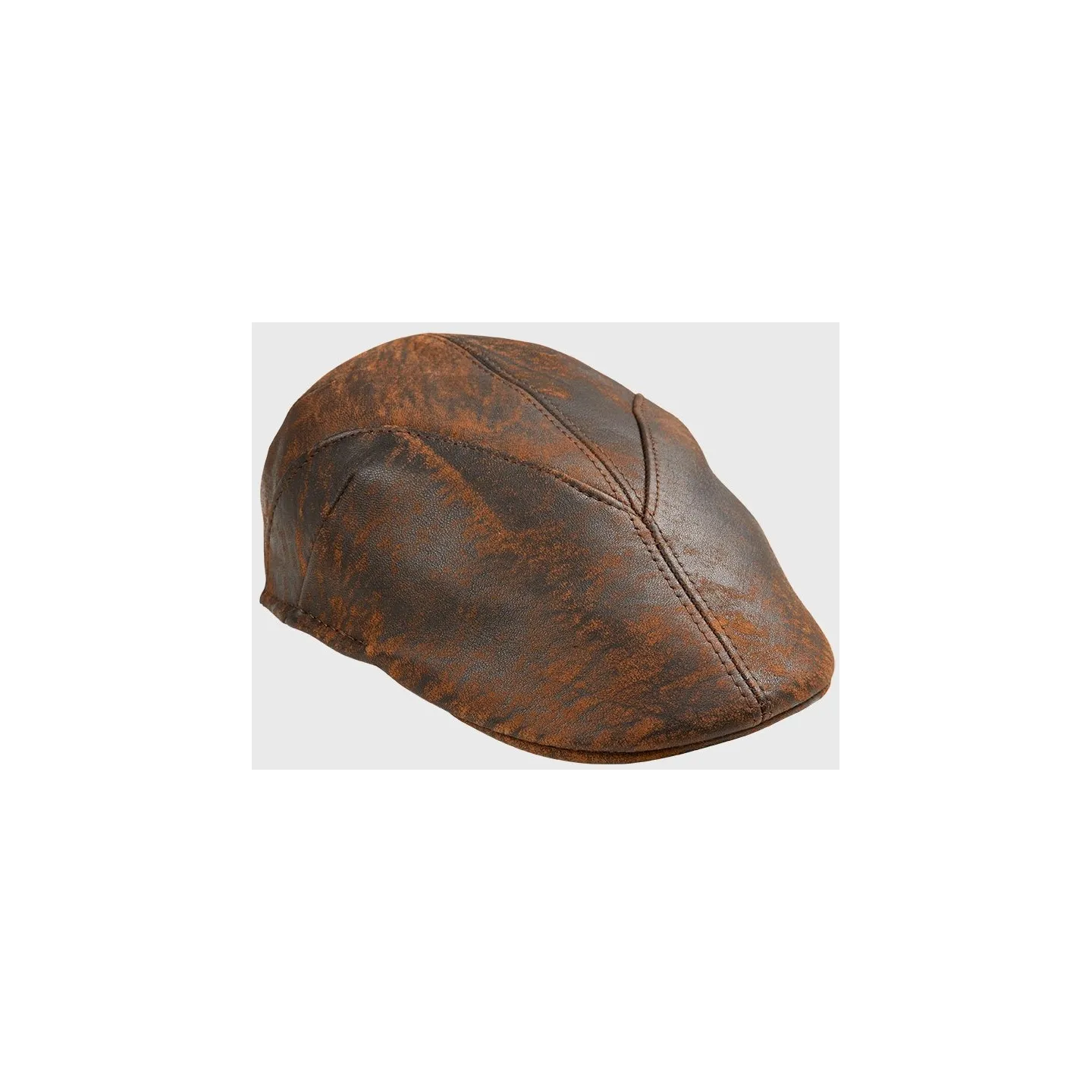 Casquette Plate Bruce Cuir Marron - Traclet