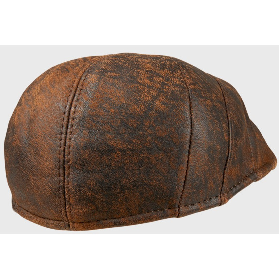 Casquette Plate Bruce Cuir Marron - Traclet