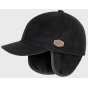 Black Wool Baseball Cap with Ear Flaps - Mjm