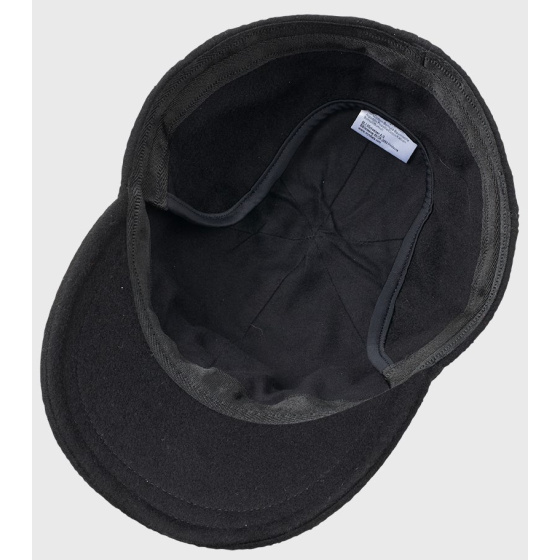 Black Wool Baseball Cap with Ear Flaps - Mjm