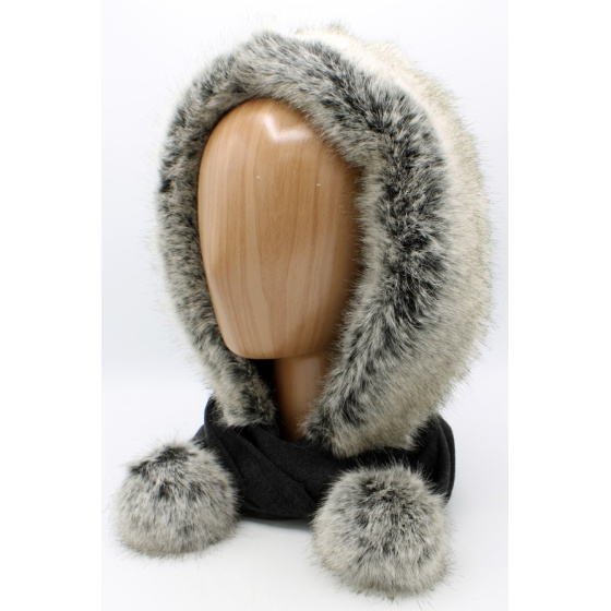 Evora Navy Fleece & Faux Fur Hood - Traclet