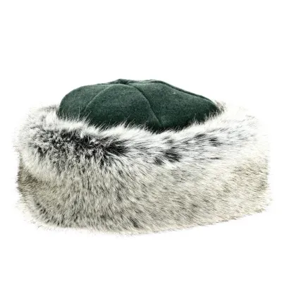 Toque Marmotte polaire verte & fausse fourrure marron - Traclet | Chapellerie Traclet Référence : 17459
