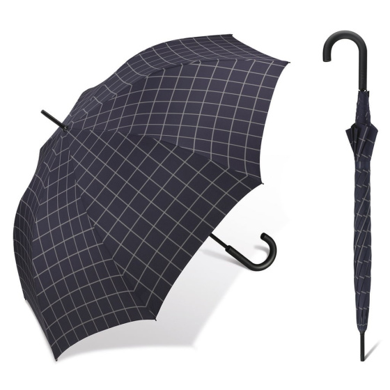 Blue Gents Long Check Walking Umbrella - Esprit