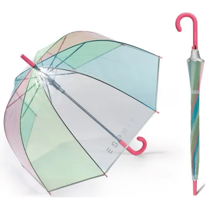 Transparent Multicolored Curved Pink Bell Umbrella - Esprit Reference: 21055| Chapellerie Traclet