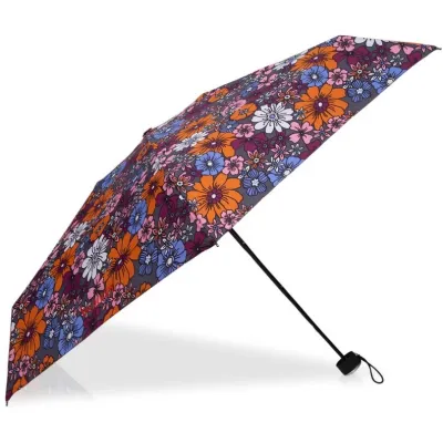Mini Ultra Slim Seventies Flowers Umbrella - Isotoner ref 21060 traclet hat shop