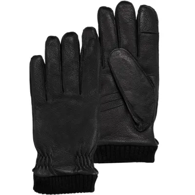 Gant Homme Tactiles Cuir Noir Elastique - Isotoner  Reference : 21067| Chapellerie Traclet