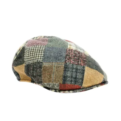 Casquette plate a carreaux made in italie