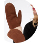 Women's Leather Mittens with Faux Fur Cognac - Isotoner
