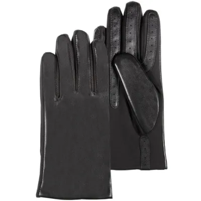 Women's Leather Touch Screen Gloves with Micro Fur Lining Black - Isotoner Reference: 21084| Traclet Hat Shop