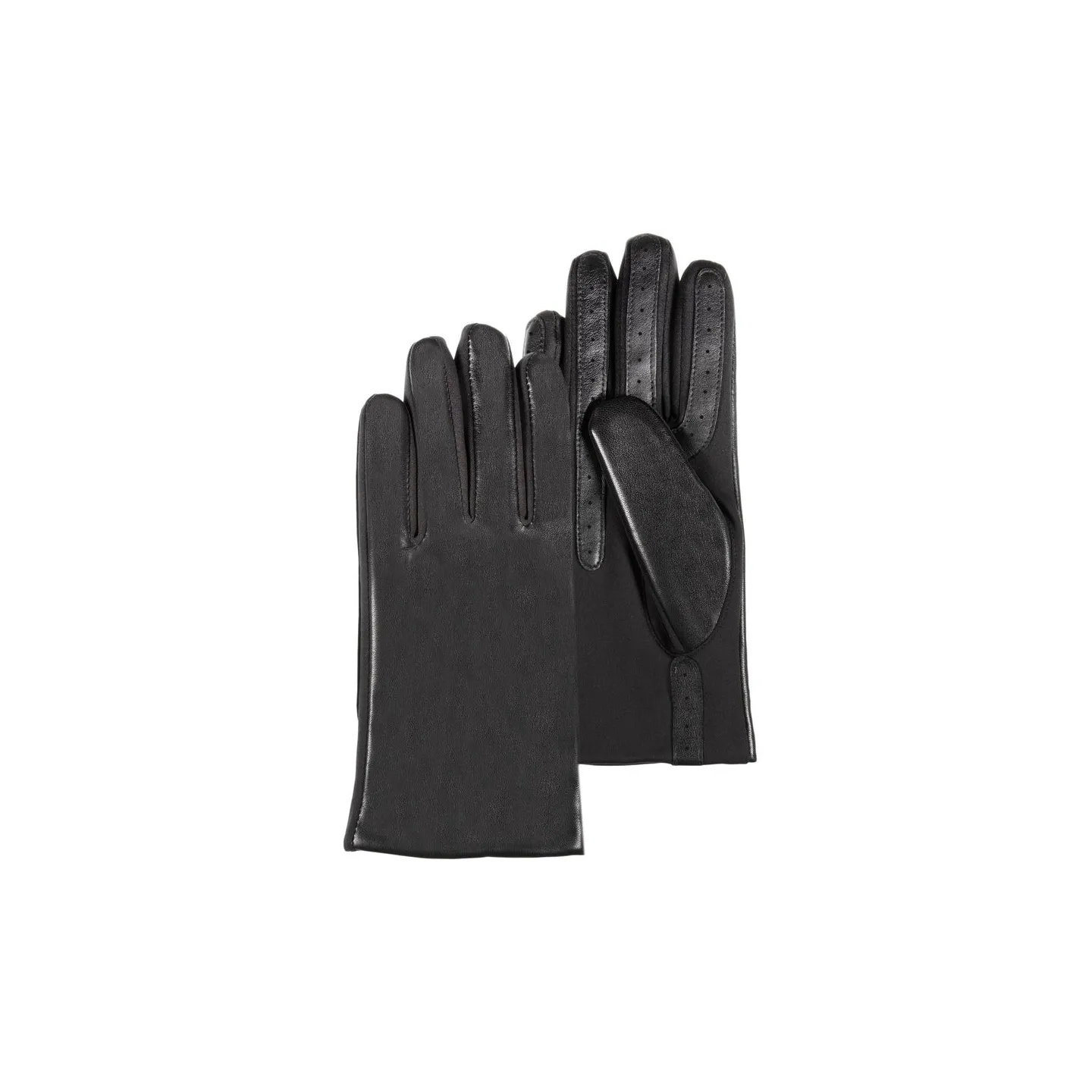 Gants Femme Tactiles Cuir Doublé Micro Fourrure Noir - Isotoner