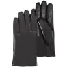 Gants Femme Tactiles Cuir Doublé Micro Fourrure Noir - Isotoner
