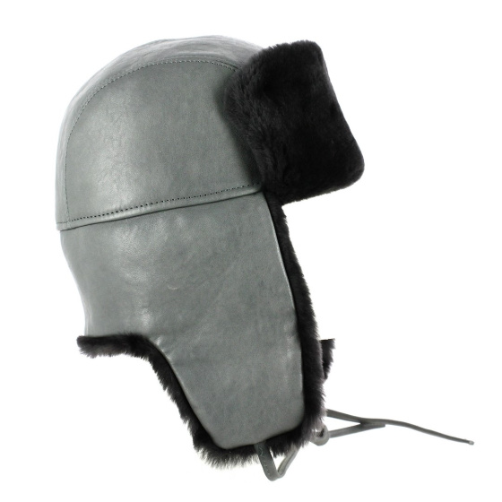 Grey Leather & Sheepskin Andventurer Ushanka - Traclet