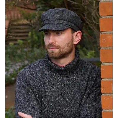 Fiddler Herringbone Wool Sailor Cap Anthracite - Traclet Reference: 21108 | Traclet Hat Shop