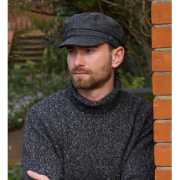 Fiddler Herringbone Wool Sailor Cap Anthracite - Traclet