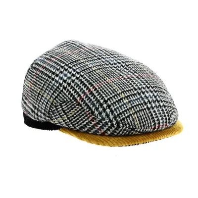 Casquette plate a carreaux gris magee
