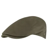 Casquette Plate Ravenne Cuir Olive - Flechet