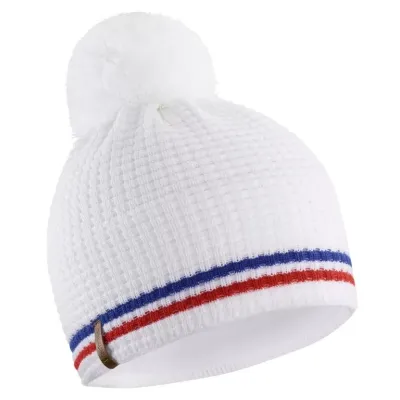 White Retro France Pom-Pom Beanie - Le Drapo beanie made in France Reference: 21152| Traclet Hat Shop