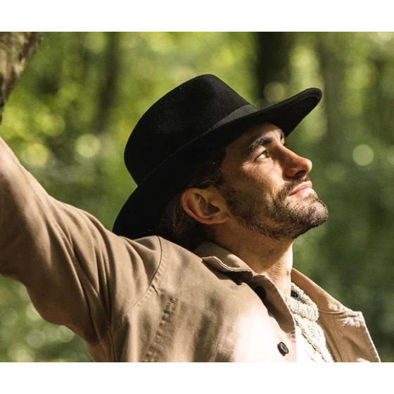 JAXON & JAMES The Author Black Wide Brim Fedora Hat