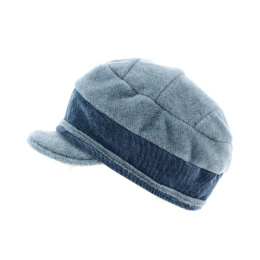 Blue Gray Velvet Fleece Cap