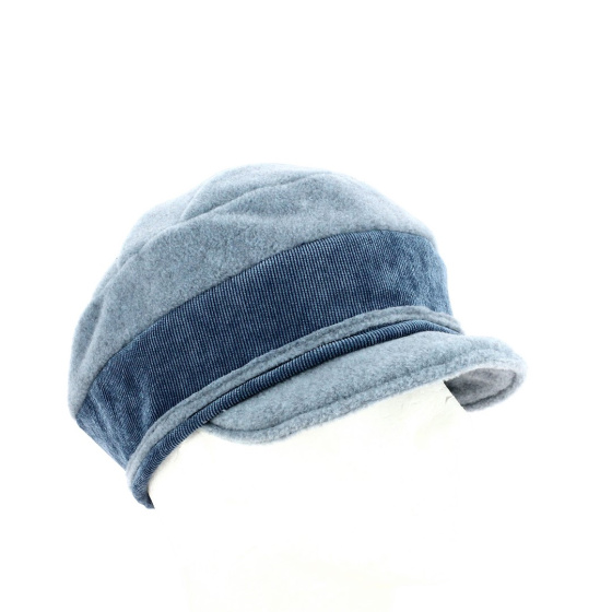Blue Gray Velvet Fleece Cap
