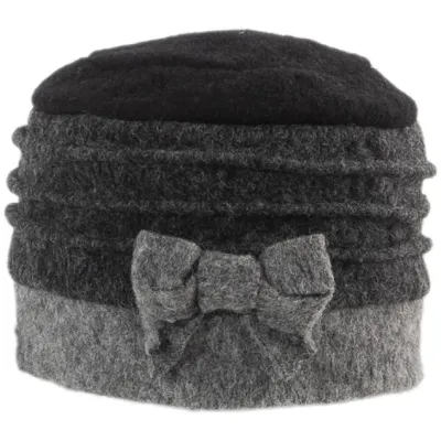 Toque Avec Nœud Laine Noir & Gris  - Traclet  Reference : 21190 | Chapellerie Traclet