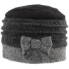 Toque Avec Nœud Laine Noir & Gris  - Traclet  Reference : 21190 | Chapellerie Traclet