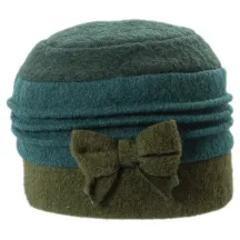 Toque Avec Nœud Laine Vert & Olive - Traclet
