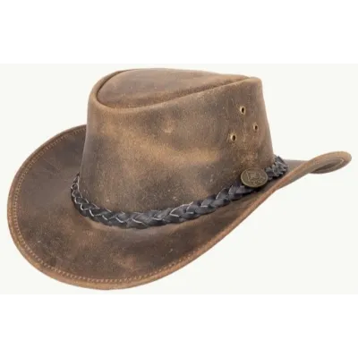 Chapeau Australien AFleetwood Cuir Marron - SCIPPIS - Traclet réf 21196 chapellerie traclet
