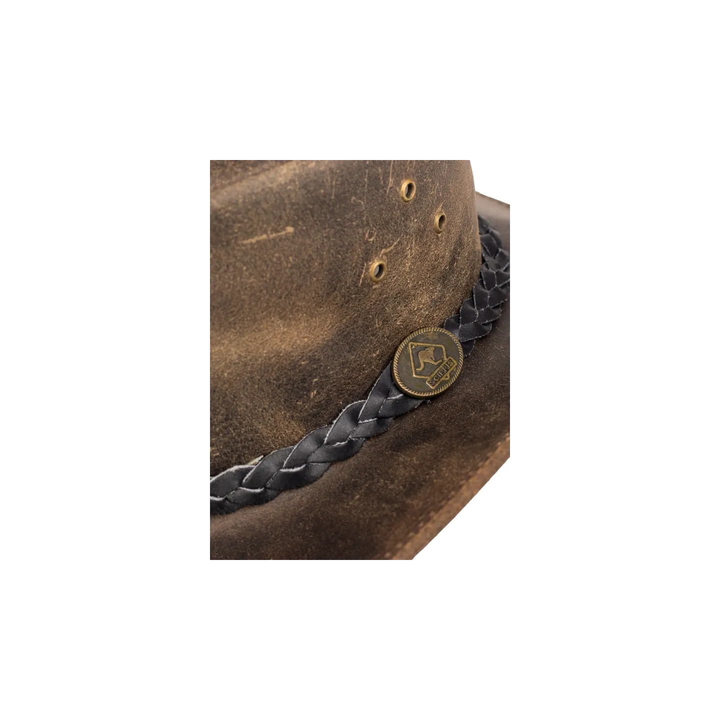Chapeau Australien AFleetwood Cuir Marron - SCIPPIS - Traclet réf 21196 chapellerie traclet