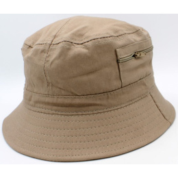 Bucket Hat - Dark Beige Cotton Fabric Hat