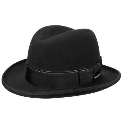 Black Fur Felt Homburg Hat - Stetson Reference: 2590 | Traclet Hatters