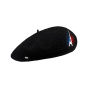 Paris Beret with Eiffel Tower embroidery Black Wool - Laulhere