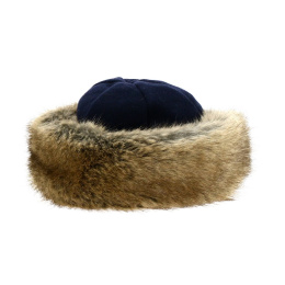 Navy Polar Marmot Hat with Beige Faux Fur - Traclet