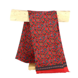 Men's Red Patterned Silk Scarf - Traclet