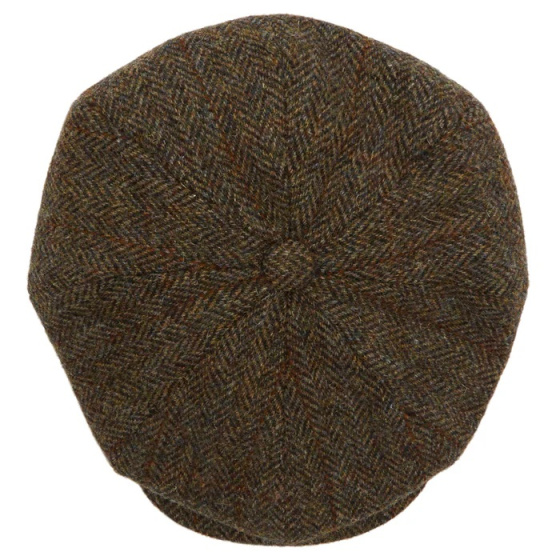 Casquette HARRIS Tweed MARRON 8 côtes Christys'London